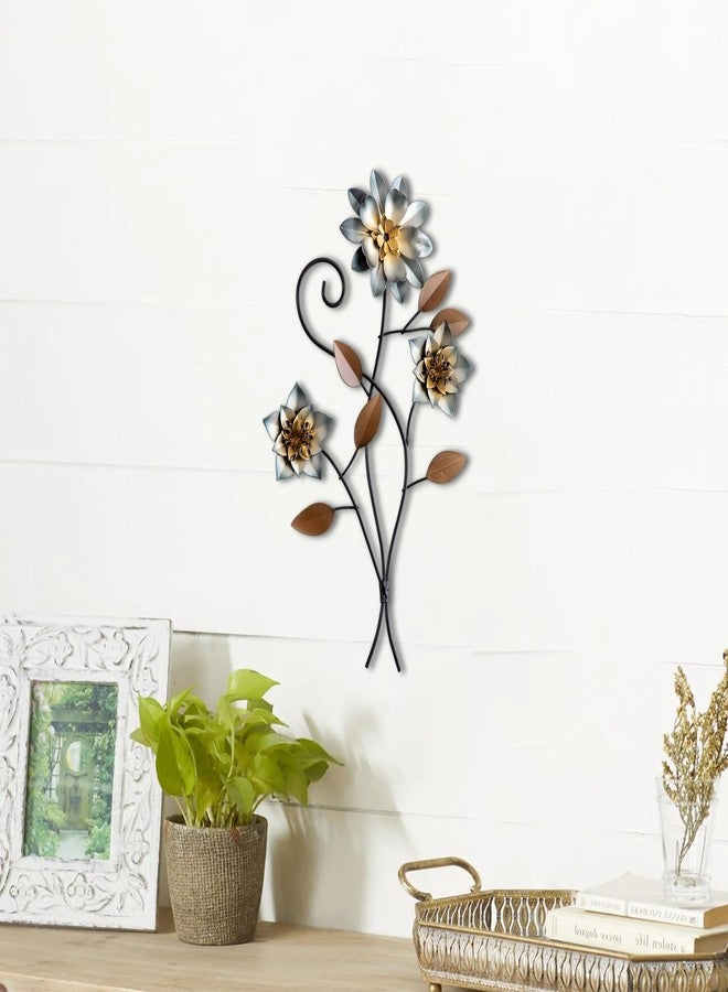 Sintosin Vintage Small Metal Flowers Wall Decor for Living Room 9 X 15 Inches, Hanging 3D Antique Floral Metal Wall Art Decor for Bedroom Entryway Garden Decorations Outdoor - Image 3